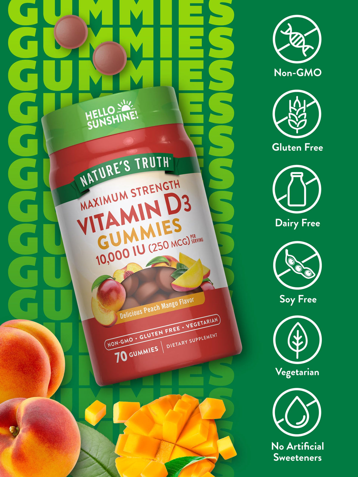 Nature's Truth Vitamin D3 Gummies 10000 IU - 70 Count - image 3