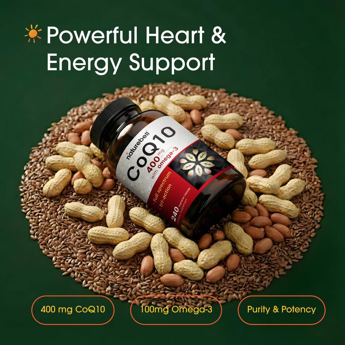 NatureBell CoQ10 400mg with Omega-3 - 240 Capsules - image 2
