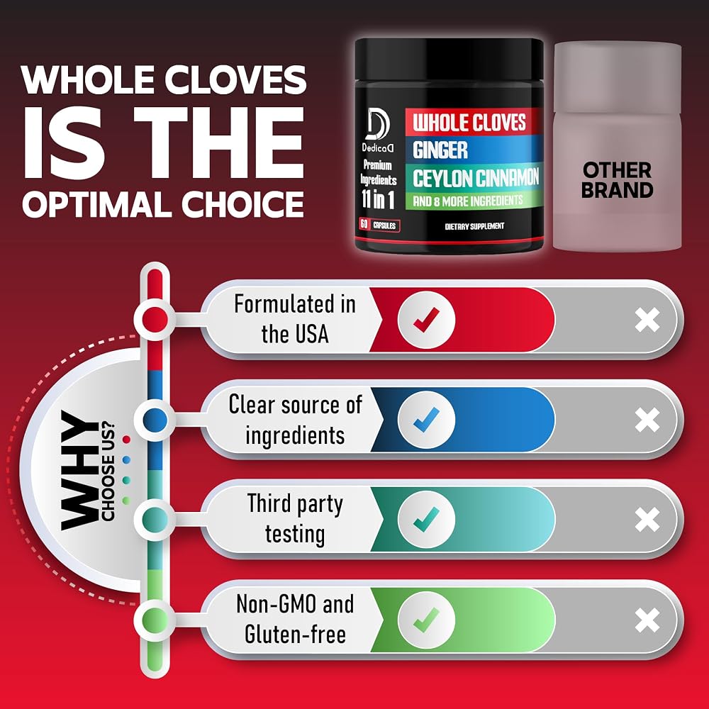 DEDICAD 11in1 Cloves Supplement with Ginger & Cinnamon - 60 Capsules - image 6