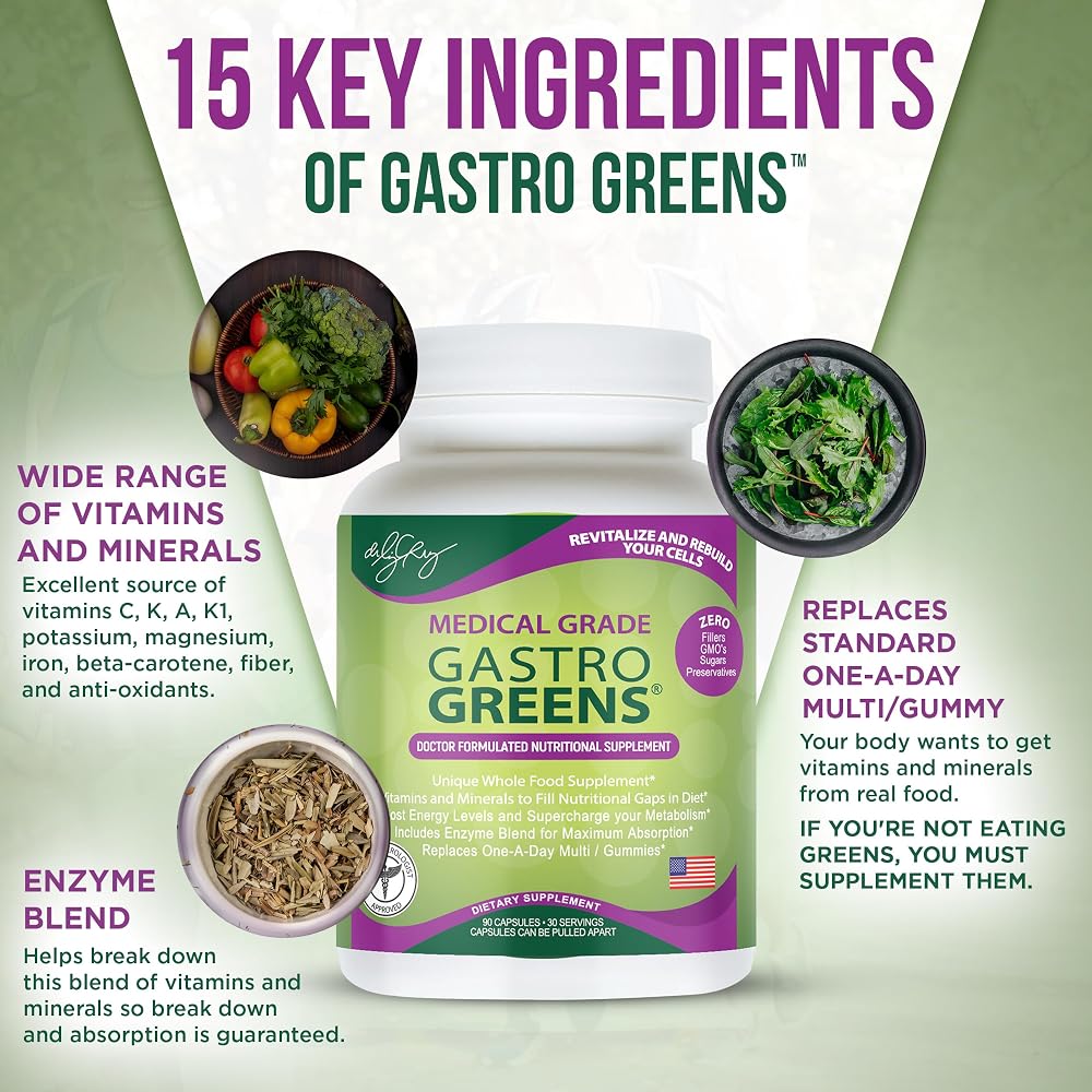 Dr. Liz Cruz Gastro Greens Supplement - 90 Vegetarian Capsules - image 4