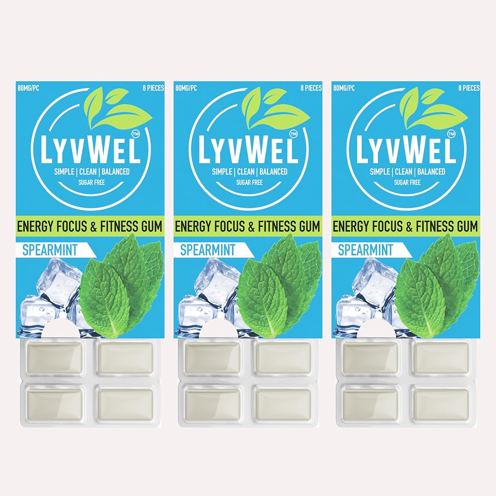 LyvWel Energy Gum 80mg Caffeine Spearmint - 24 Count - image 5