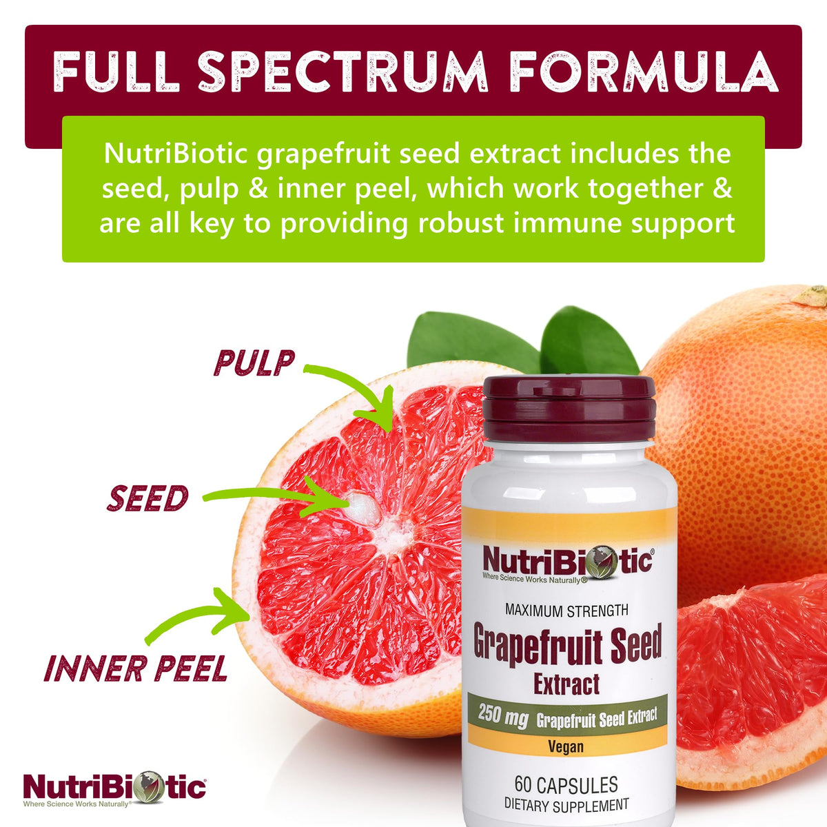 NutriBiotic Grapefruit Seed Extract 250 mg - 60 Capsules - image 3