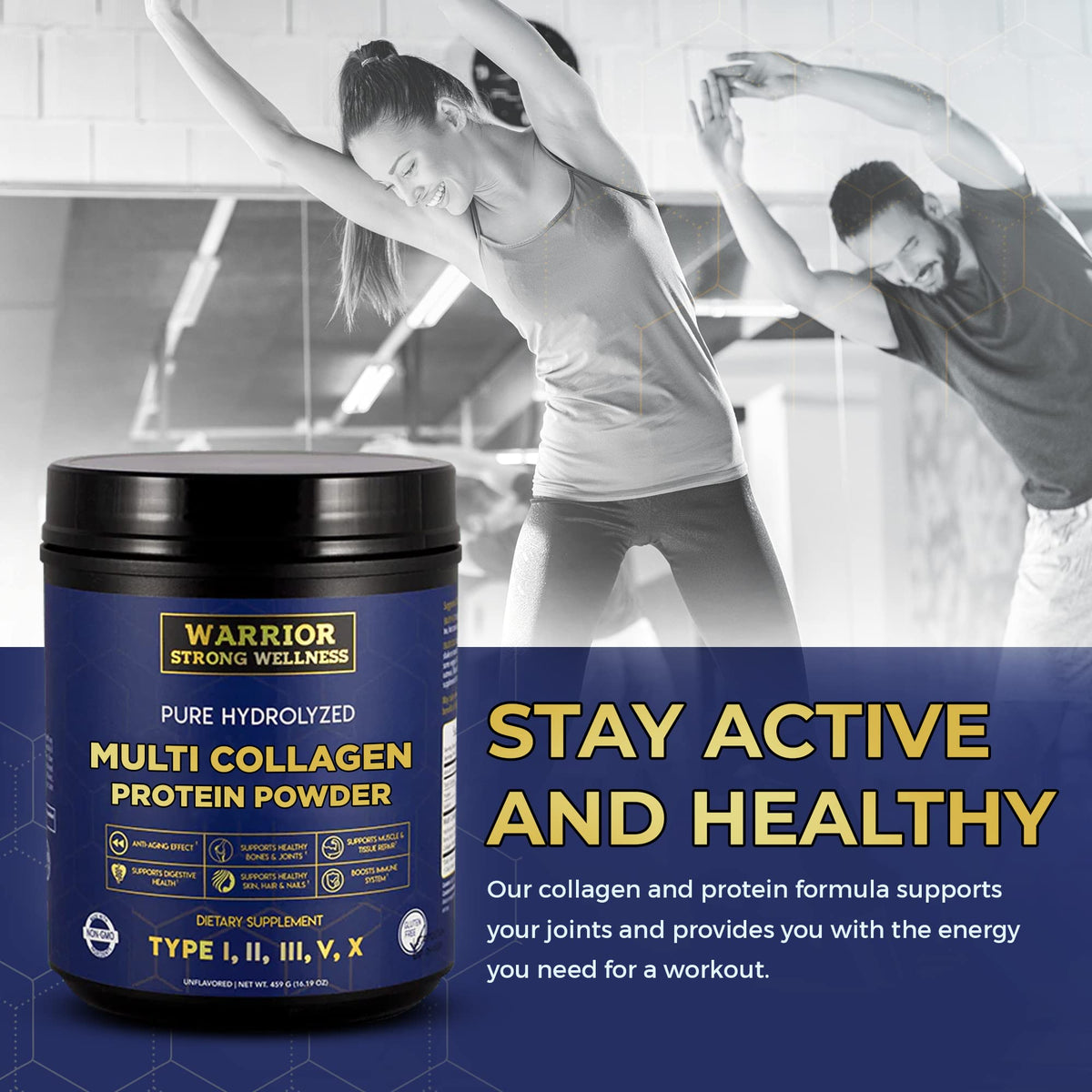 Warrior Strong Wellness Pure Hydrolyzed Multi Collagen Protein Powder - 16.19 oz - image 3