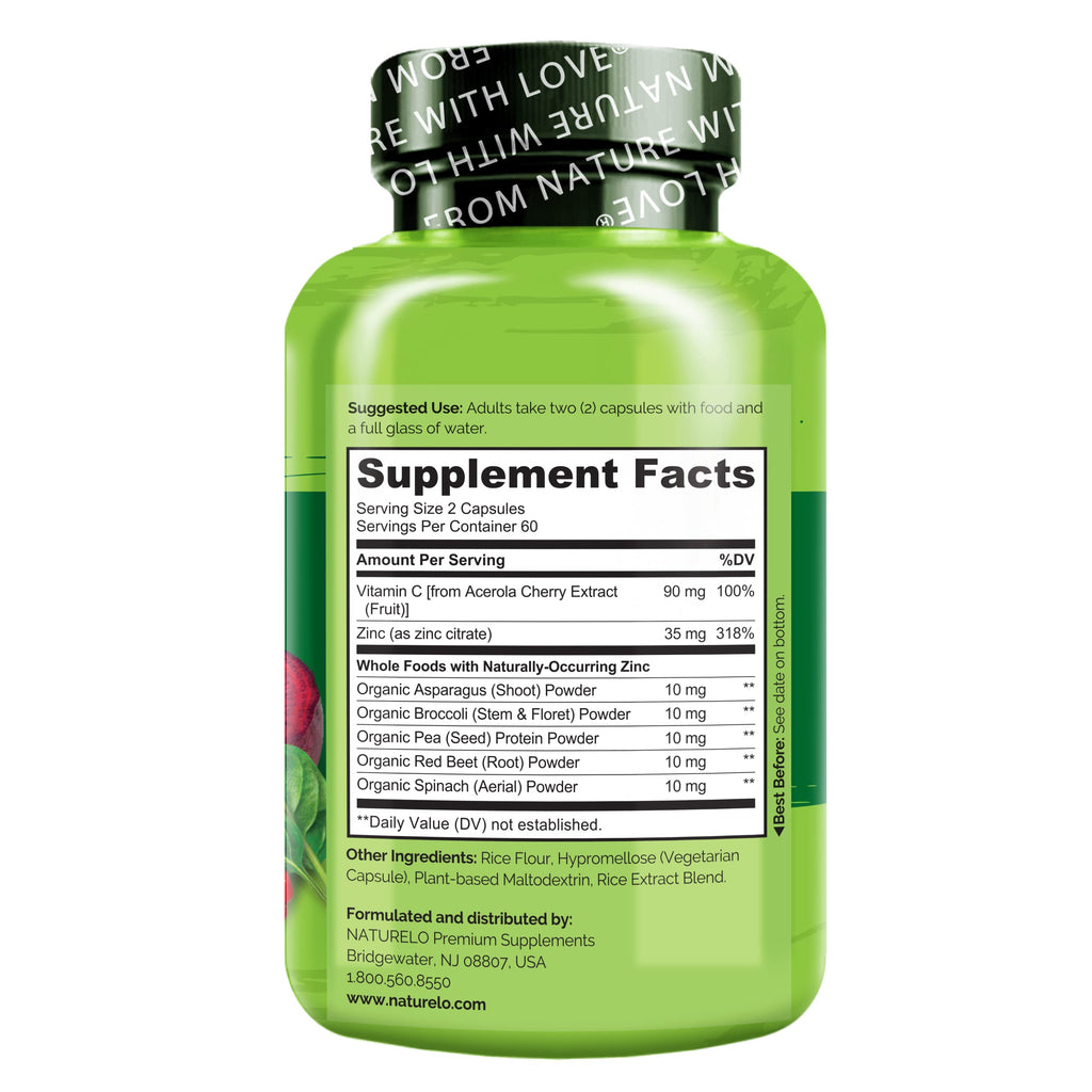 NATURELO Vegan Zinc Immune Support Capsules with Vitamin C - 240 Capsules - image 7