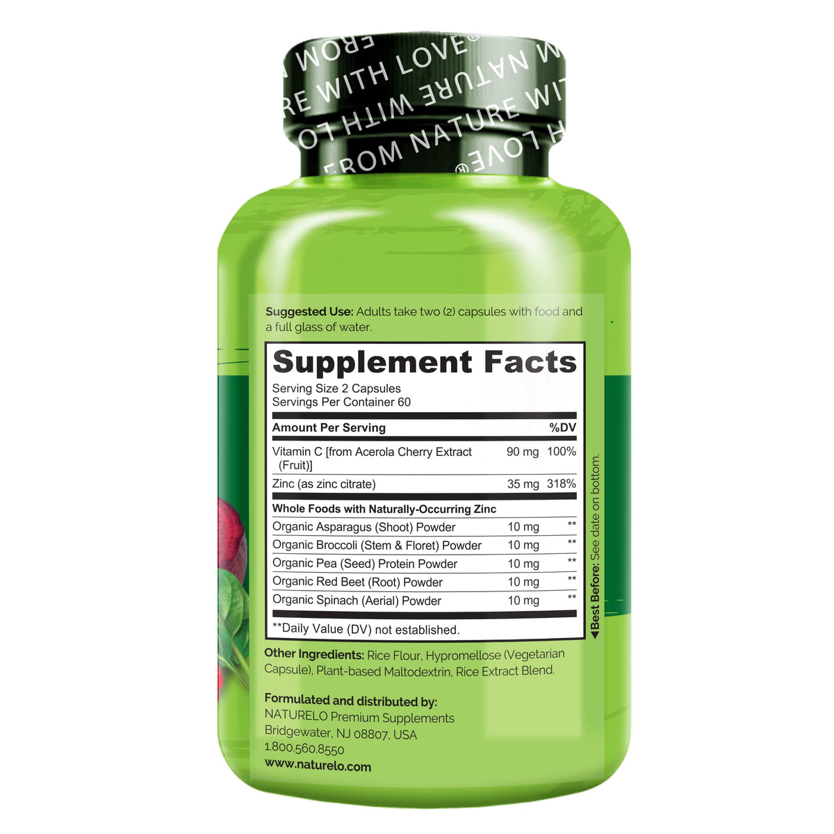 NATURELO Vegan Zinc Immune Support Capsules with Vitamin C - 240 Capsules - image 7