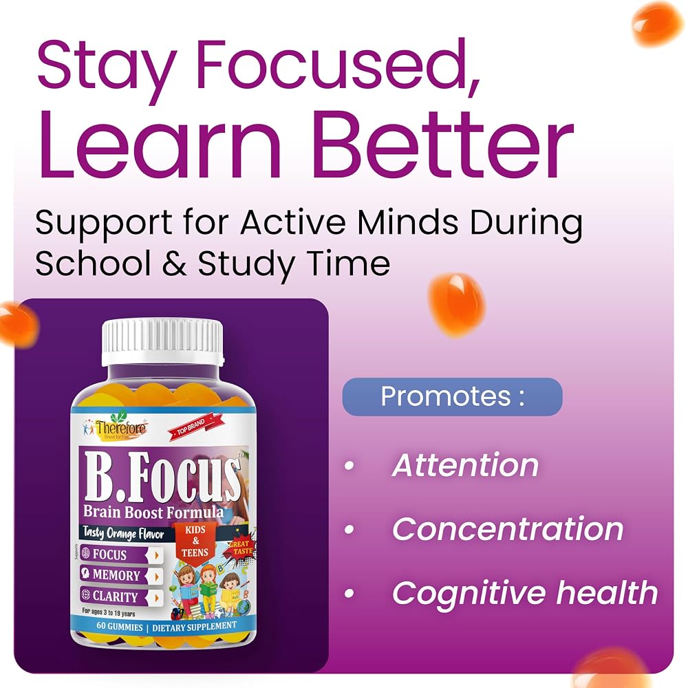 Therefore B.Focus Omega 3 DHA Gummies for Kids - 60 Count - image 3