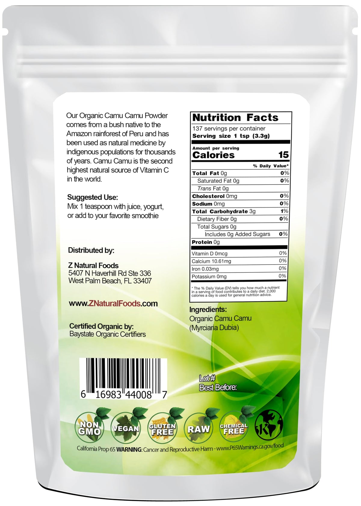 Z Natural Organic Camu Camu Powder Vitamin C Supplement - 1 lb - image 2