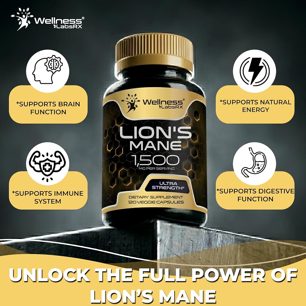 WELLNESS LABSRX Lions Mane Supplement Organic Capsules