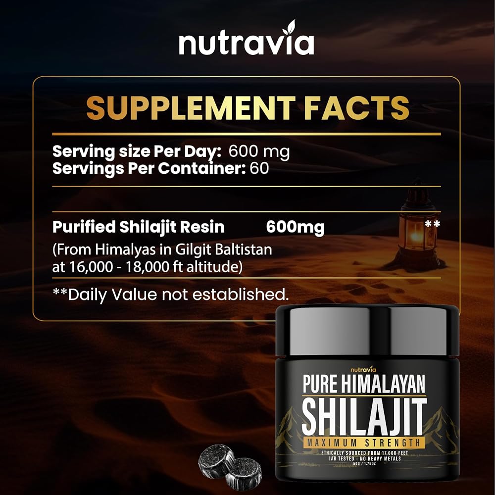 Nutravia Shilajit Pure Himalayan Organic Resin - 600mg - 2 Pack - image 4