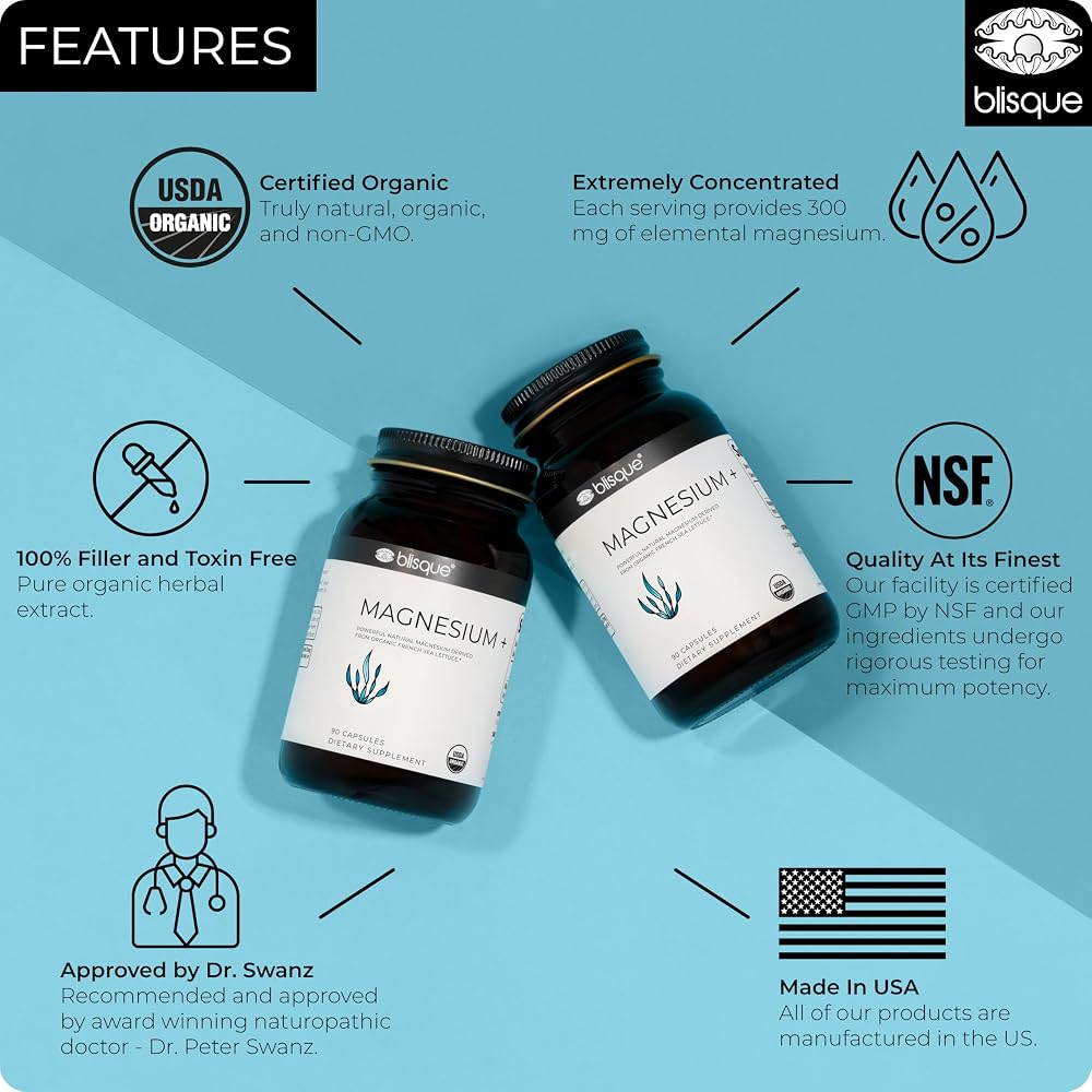 Blisque Magnesium Support Supplement - 90 Capsules - image 3