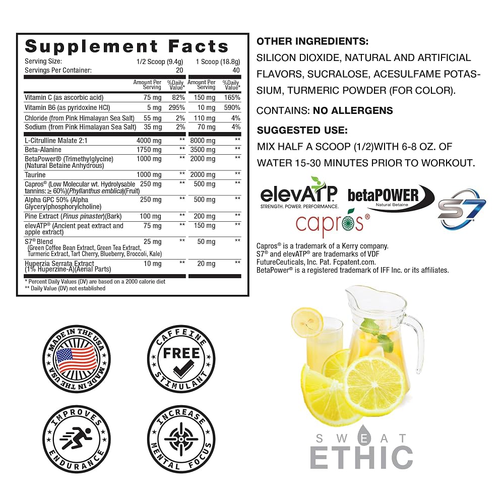 Sweat Ethic Pump Pre Workout Powder