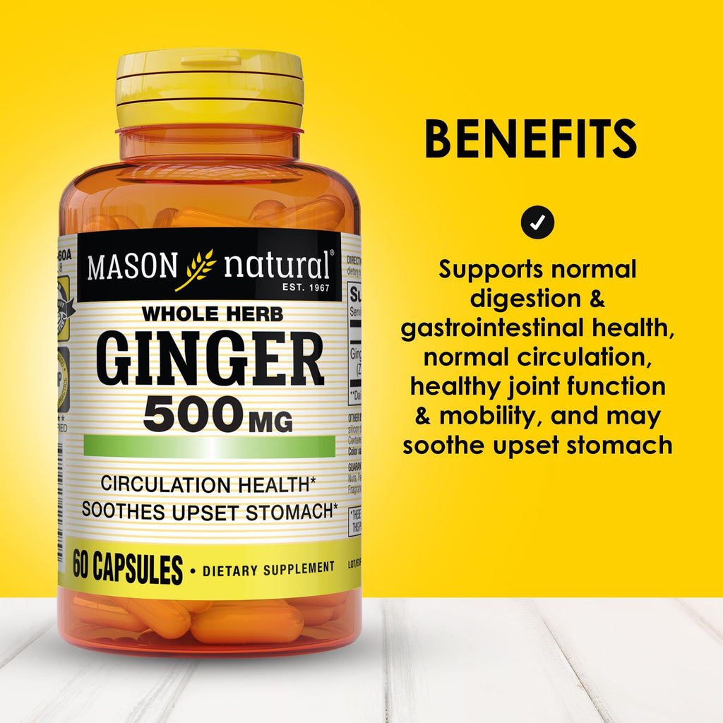 MASON NATURAL Whole Herb Ginger 500 mg - 180 Capsules - image 2