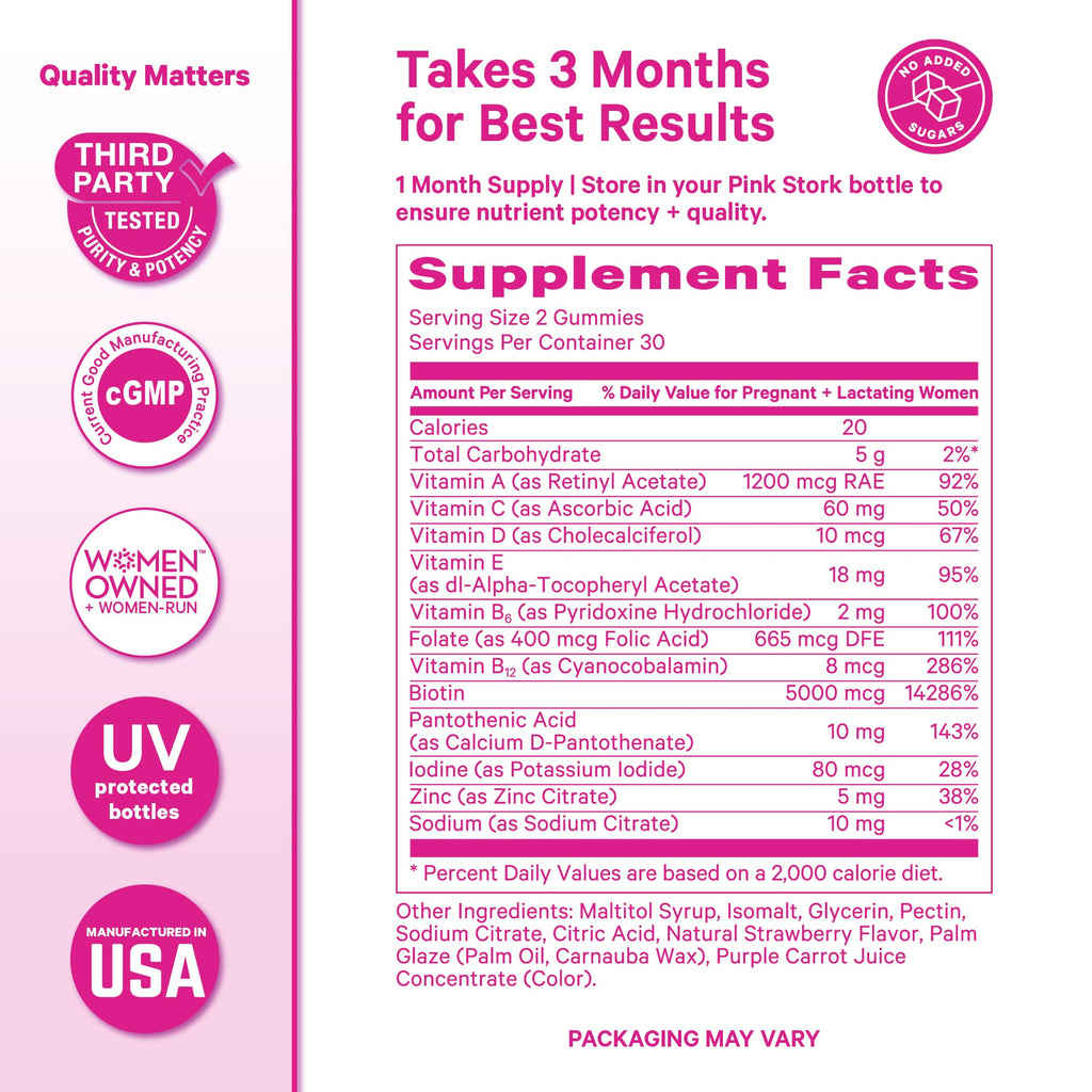 Pink Stork Postpartum Hair Loss Gummies - 60 Count - image 6