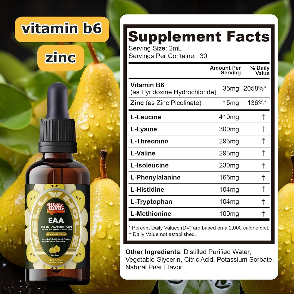 Well&Whole Essential Amino Acids Liquid Drops for Recovery - 2 Fl Oz - image 2