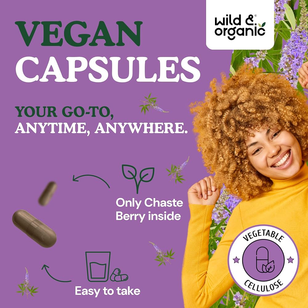 Wild & Organic Vitex Chasteberry Capsules for Menopause Support - 180 Count - image 4