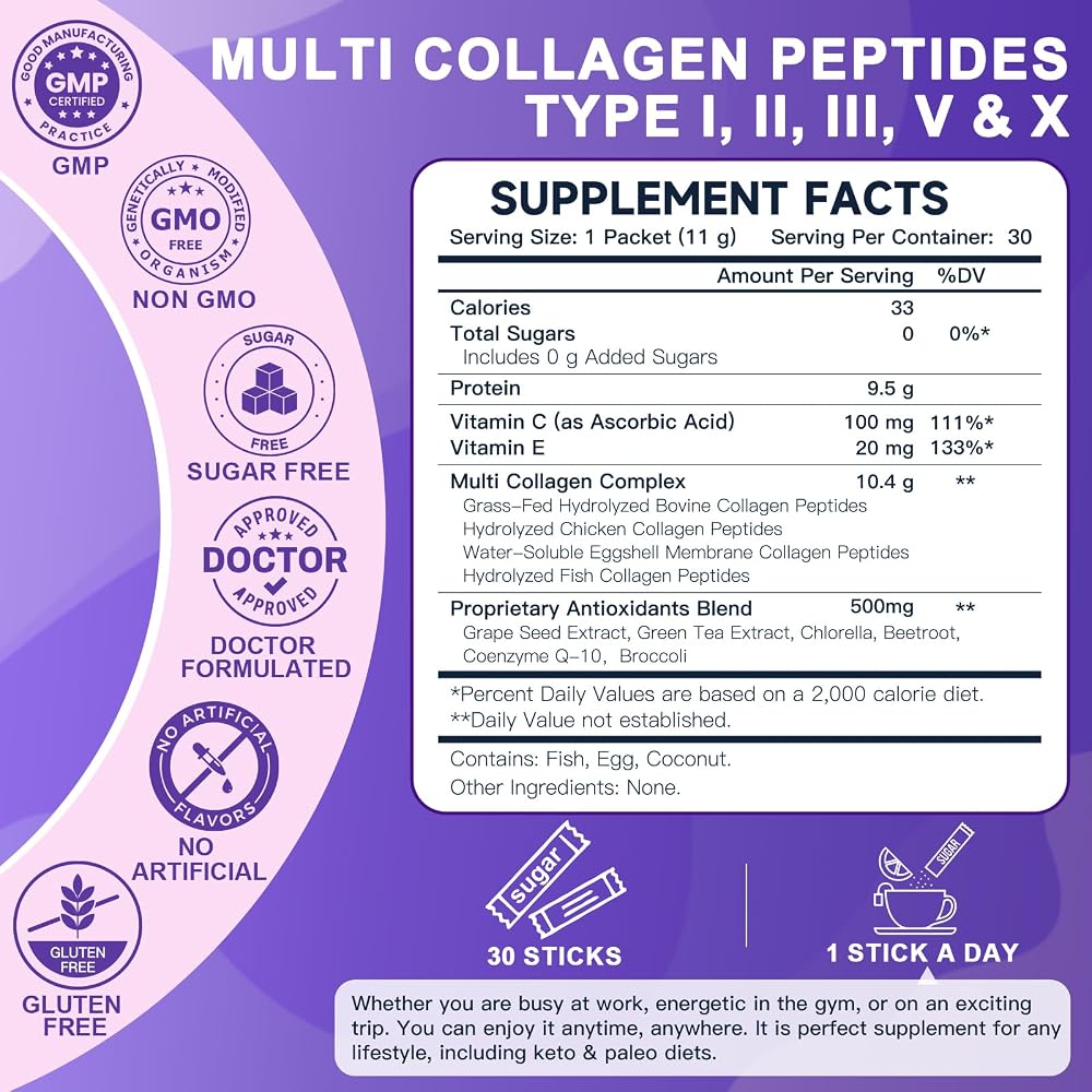 DRFOSTER Multi Collagen Peptides Powder - 30 Packets - image 2