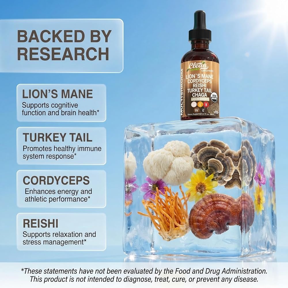 Clean Nutraceuticals Mushroom Supplement Liquid Drops - 2 Fl Oz - image 3