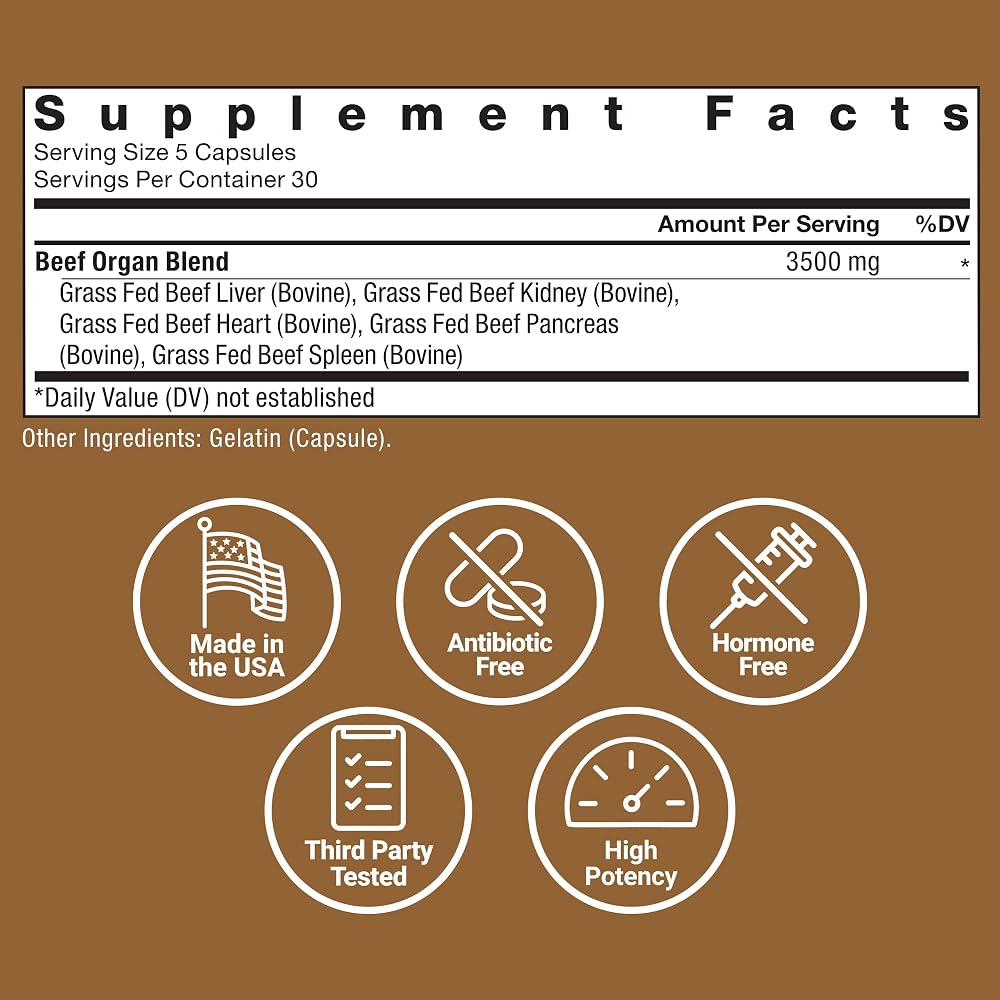Force Factor Primal Origins Grass-Fed Beef Organs - 120 Capsules - image 5