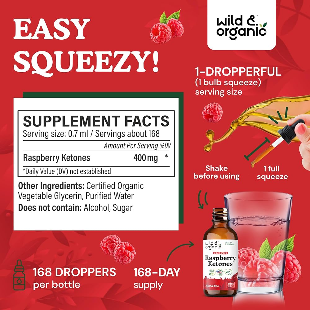 Wild & Organic Raspberry Ketones Extract Tincture - Liquid Raspberry