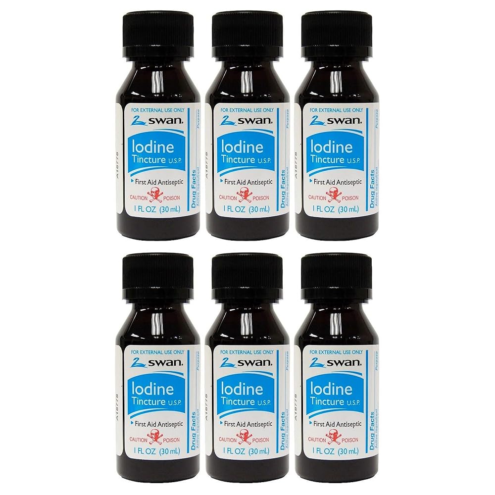 Swan Iodine Tincture U.S.P. First Aid Antiseptic - 6 Pack