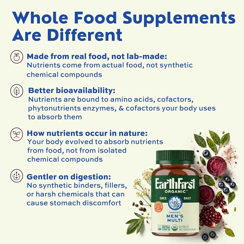 EarthFirst Organic Men's Multivitamin with Methylated B12 - 60 Tablets - image 6