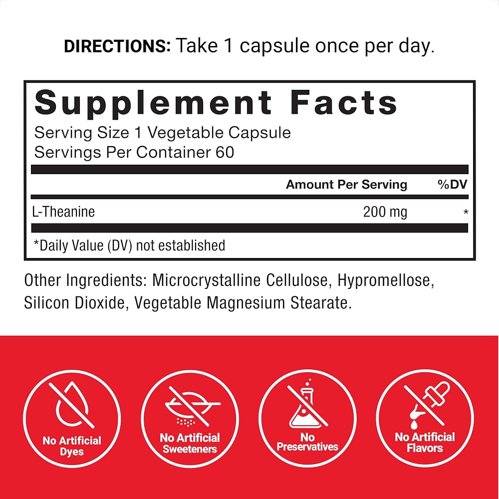 Force Factor L-Theanine 200mg Stress Relief - 60 Capsules - image 4