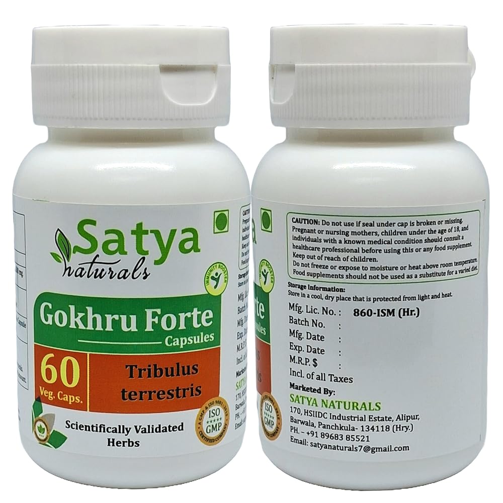 Satya Naturals Gokhru Forte Tribulus Terrestris 500 mg - 60 Vegetarian Capsules - image 3