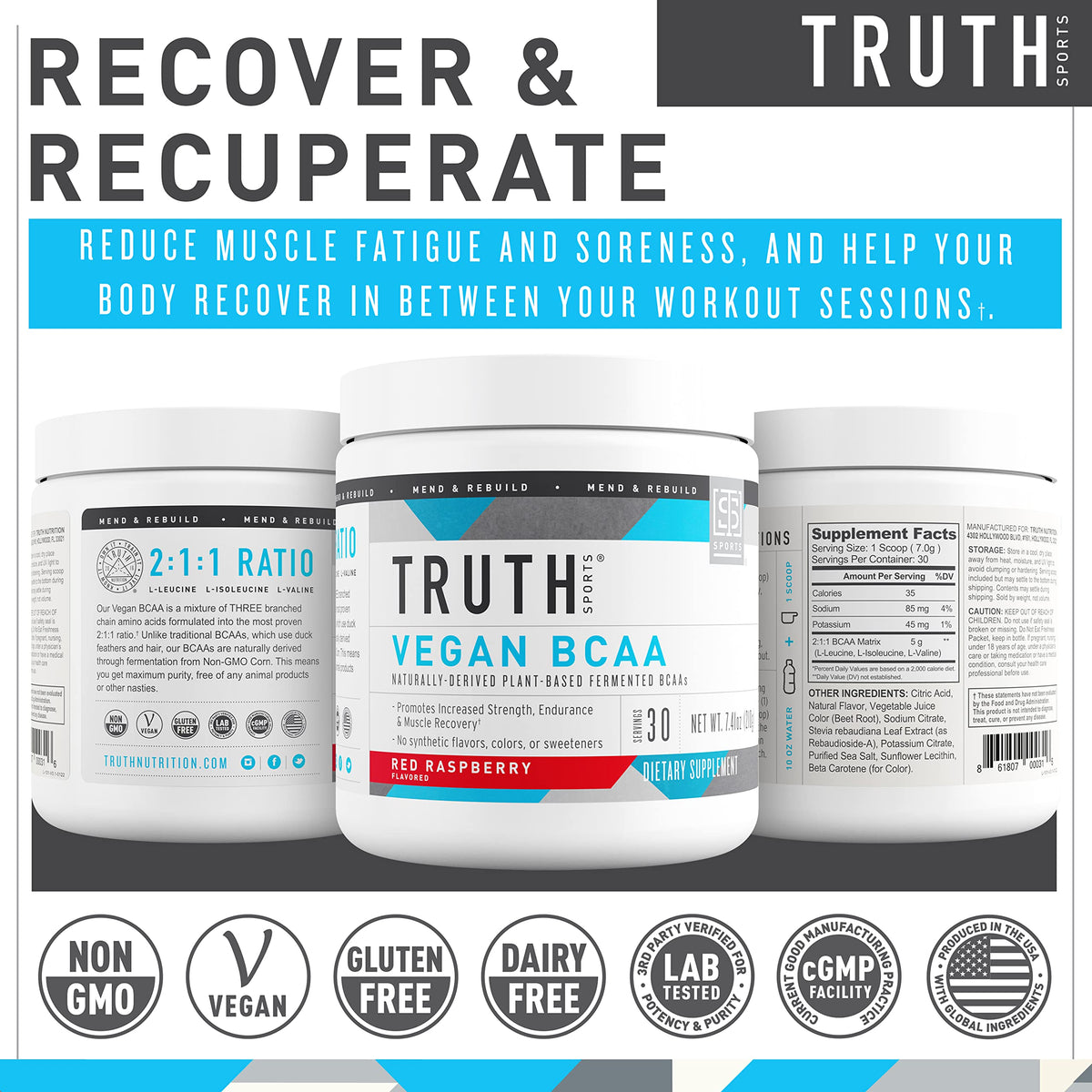 Truth Nutrition Vegan BCAA Powder 2:1:1 Ratio - 30 Servings - image 6