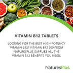 NaturesPlus Vitamin B12 500 mcg Energy & Immune Support - 90 Tablets - image 5