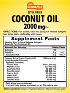 Sundance Extra Virgin Coconut Oil Softgels 2000mg - 50 Softgels - image 2