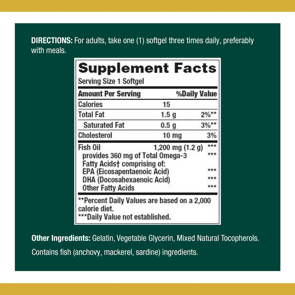 Nature's Bounty Fish Oil 1200 mg - 320 Softgels - image 2