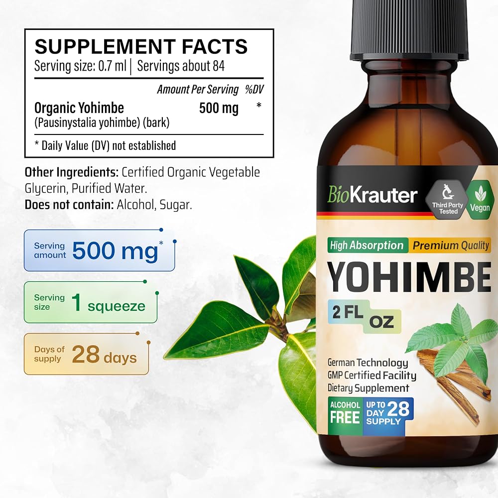 BIO KRAUTER Yohimbe Tincture - Organic Yohimbe Bark Liquid Extract