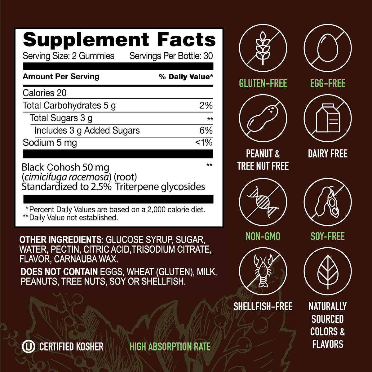 YUM-V'S Strong Earth - Black Cohosh Root Gummies Natural Extract