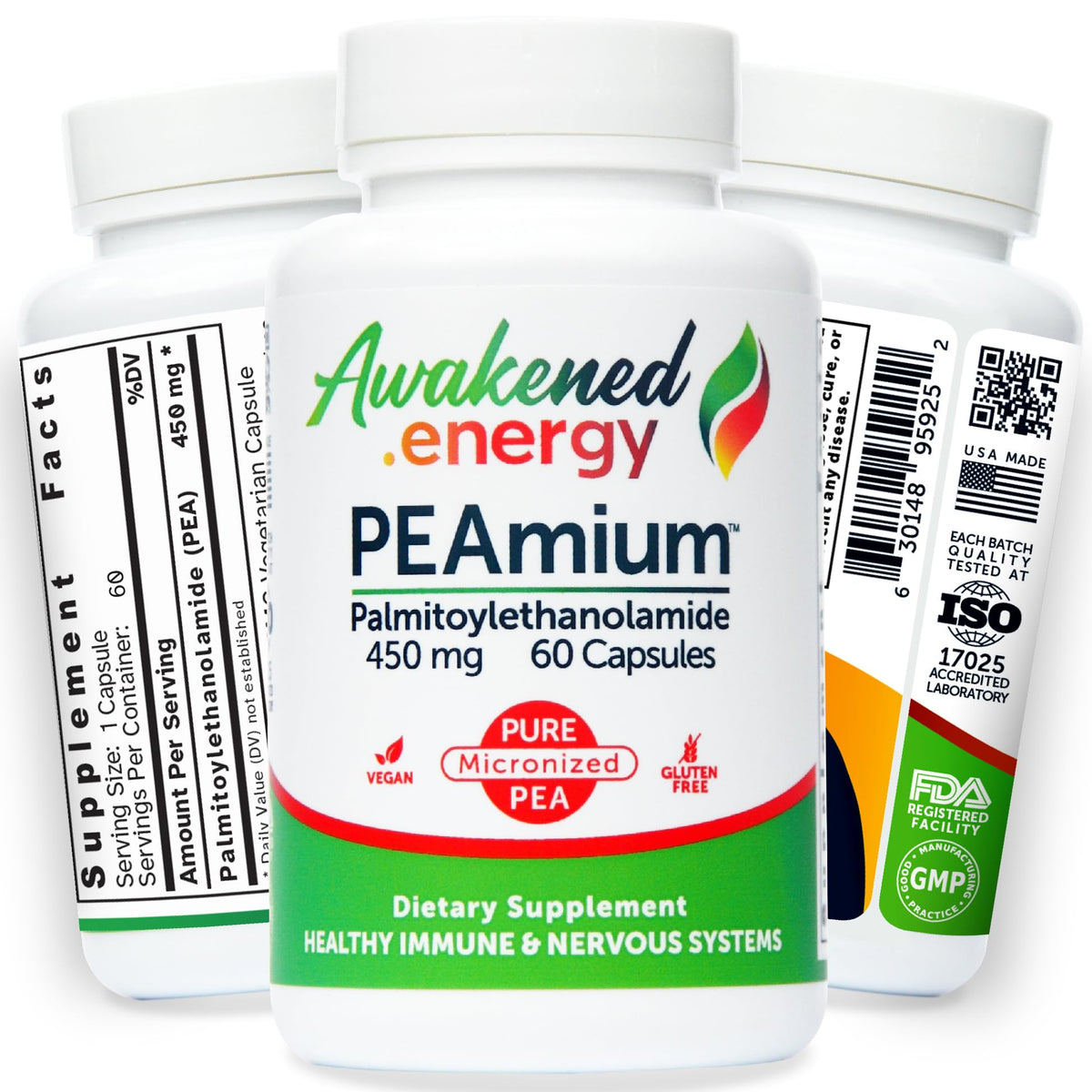Awakened.energy Palmitoylethanolamide 450mg Capsules - 60 Vegan Capsules