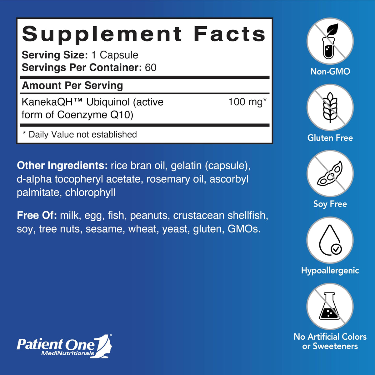 Patient One Ubiquinol 100 mg Active Form CoQ10 - 60 Capsules - image 2