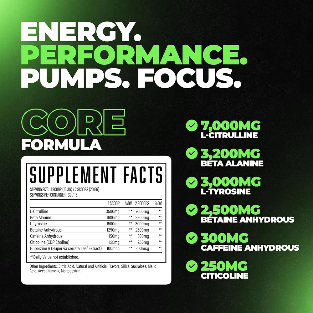 Huge Supplements Wrecked Core - All-in-One Pre-Workout Supplement