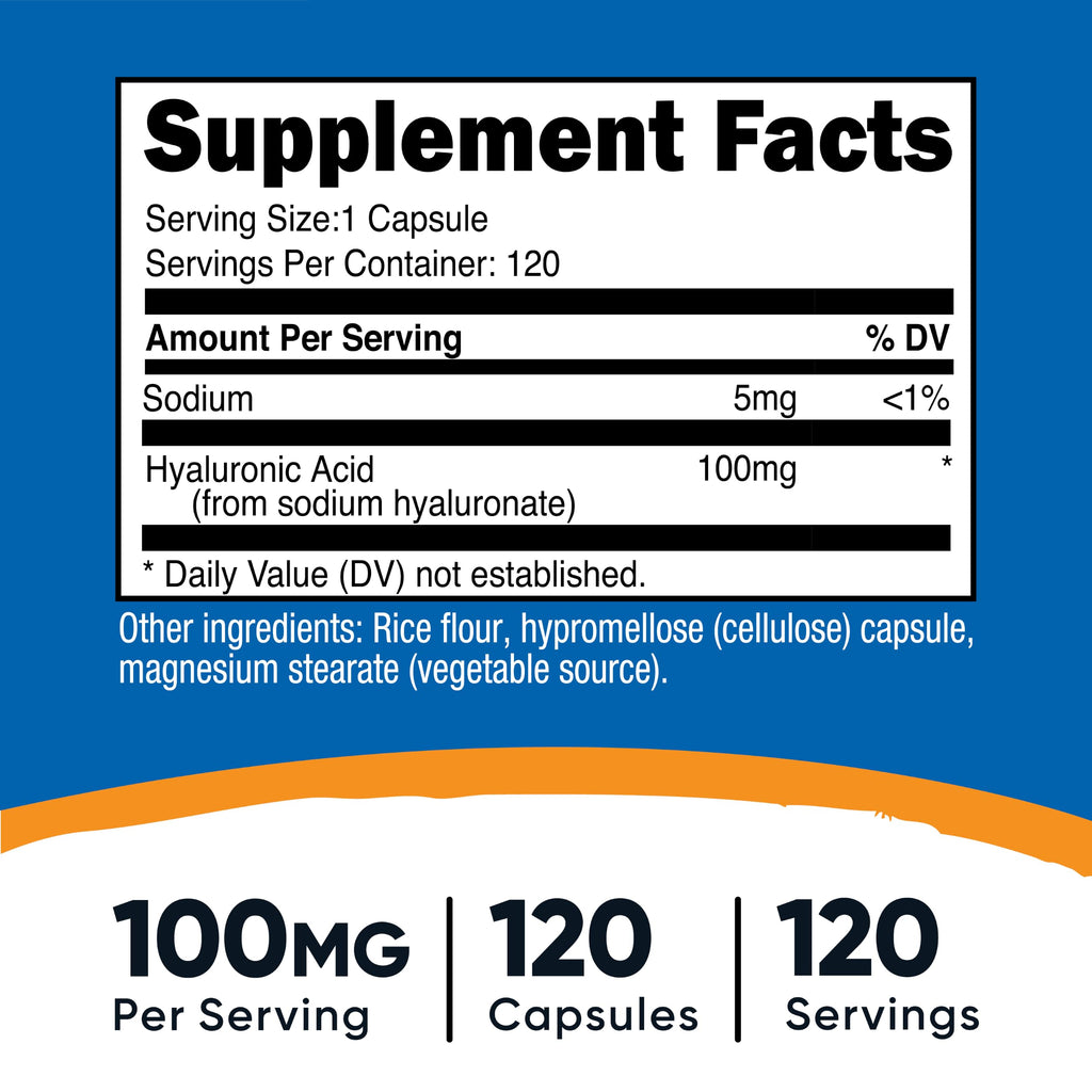 Nutricost Hyaluronic Acid 100mg - 120 Vegetarian Capsules - image 2