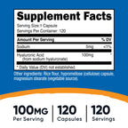 Nutricost Hyaluronic Acid 100mg - 120 Vegetarian Capsules - image 2