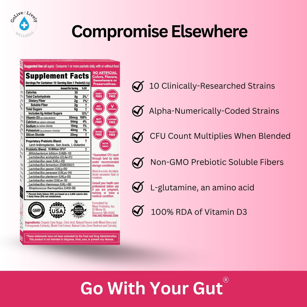 GoLive Prebiotic & Probiotic Powder - Daily Synbiotic