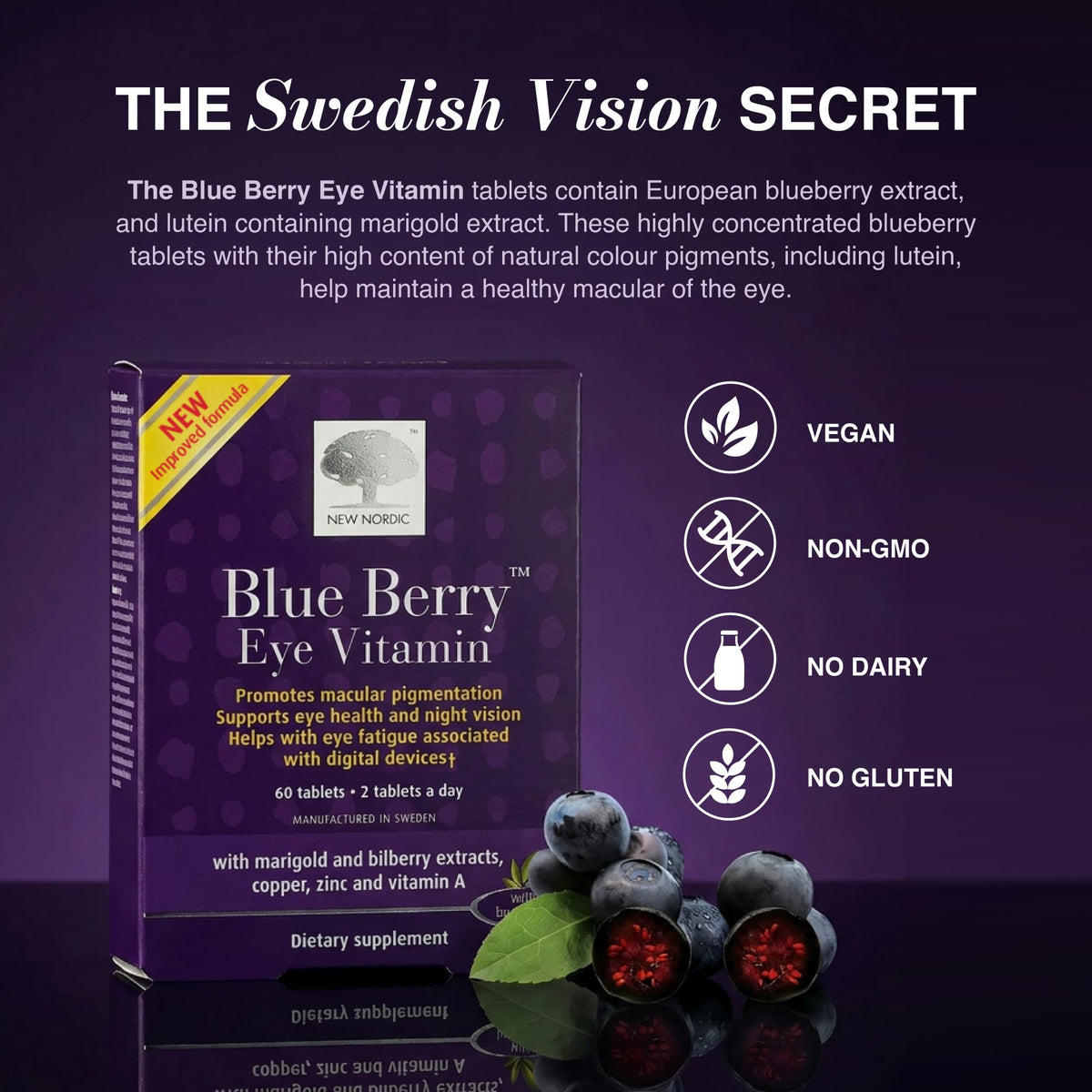 NEW NORDIC Blue Berry Eye Vitamin - 60 Tablets - image 3