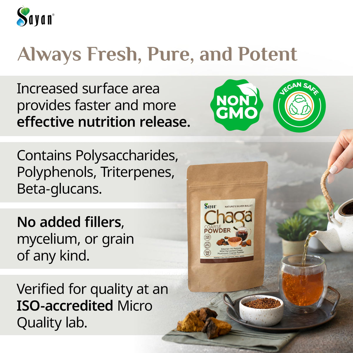 Sayan Coarse Chaga Powder - 6 oz - image 5