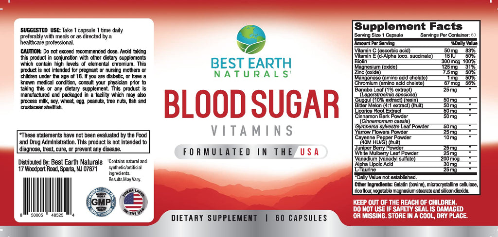 Best Earth Naturals Blood Sugar Vitamins, 60 Count - image 2