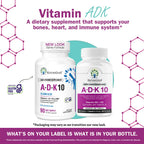 NatureGenX ADK10 Vitamin A D3 K2 Bone Health - 90 Capsules - image 2