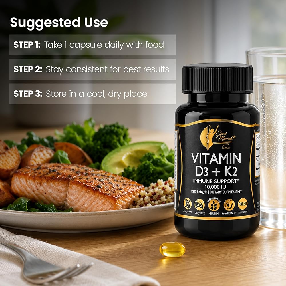 Cocó March N.M.D Vitamin D3+K2 10,000 IU - 120 Softgels - image 10