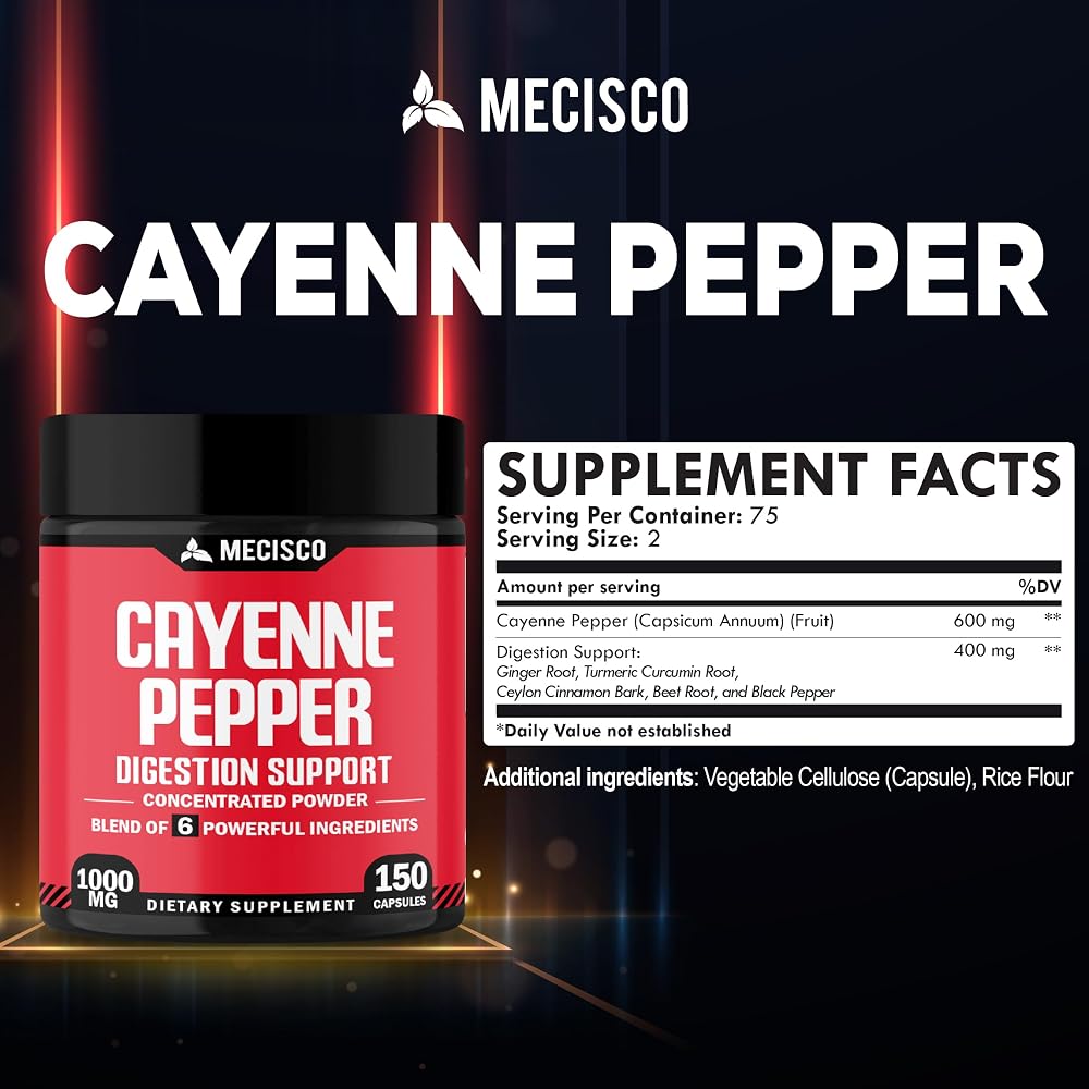 Mecisco Cayenne Pepper Capsules - 90 150 200Caps - 300mg