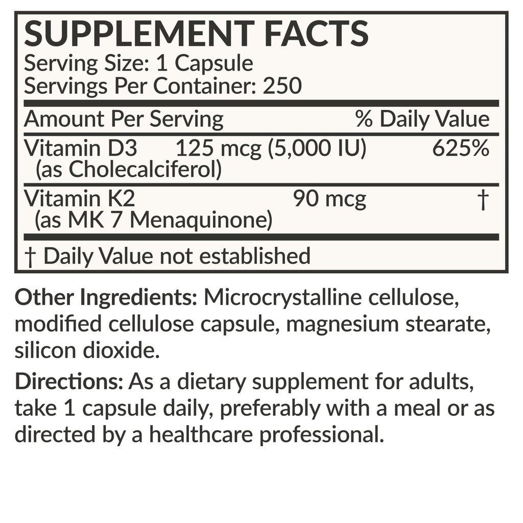 Futurebiotics Vitamin K2 (MK7) with D3 Supplement - Bone and Heart