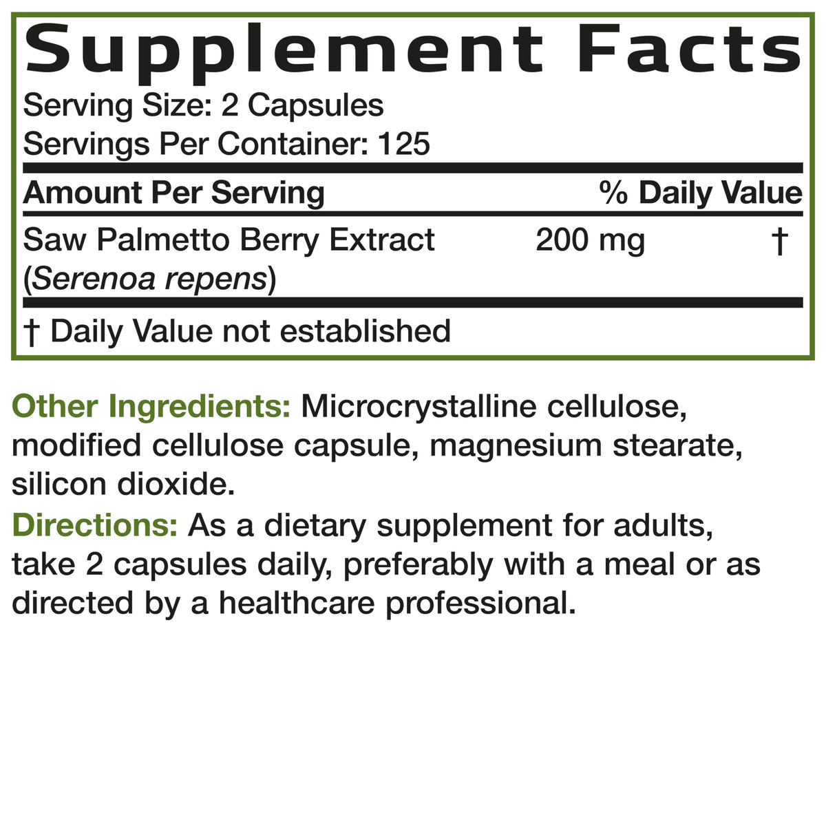 Bronson Saw Palmetto 1000 MG per Serving Extra Strength Supports