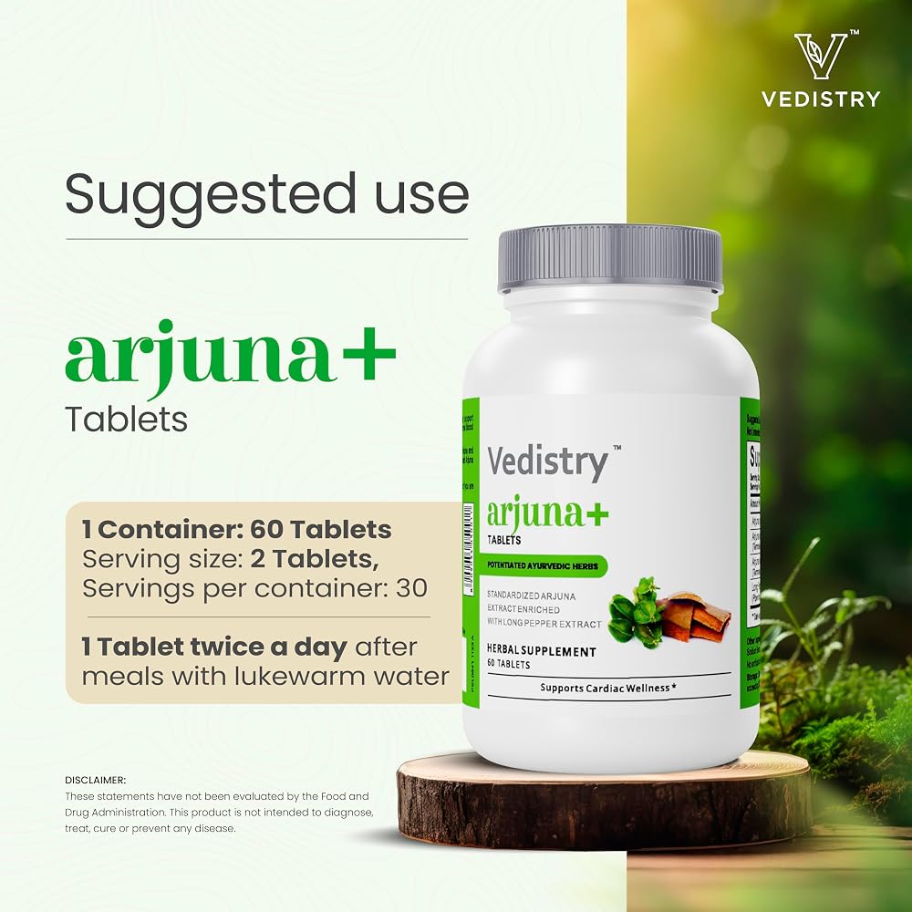 Vedistry Arjuna Bark Extract Tablets for Heart Health - 60 Tablets - image 5