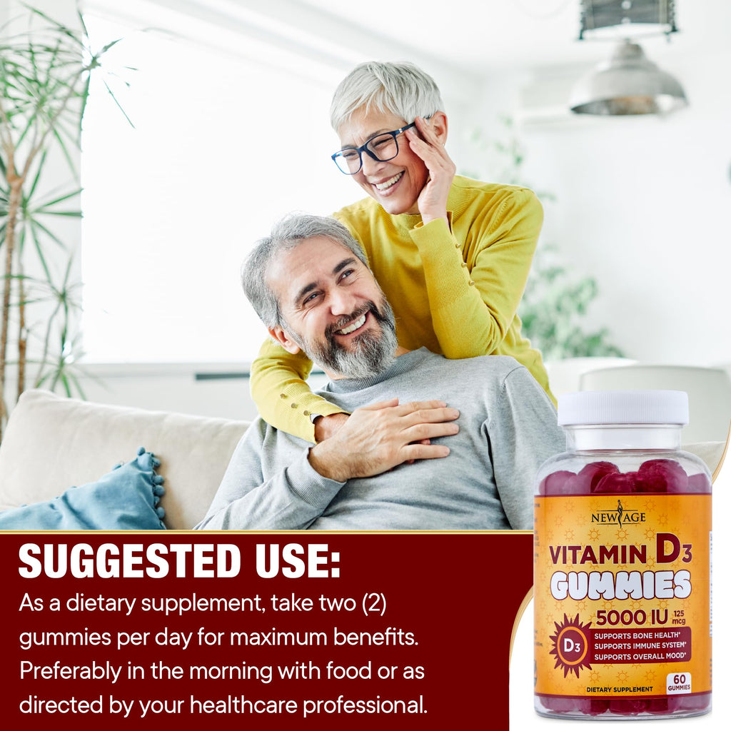NEW AGE Vitamin D3 5000 IU Gummies Immune Support - 120 Gummies - image 7