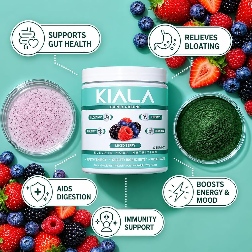 Kiala Nutrition Super Greens Powder - Digestive Health for Women